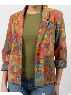 ivy jane Olive Multicolor Floral Blazer